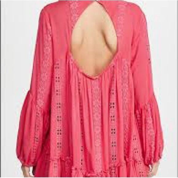 Free People (M) ‘Sweetest Dream’ Tunic Dress - Pink Embroidered Bohemian Top - Picture 2 of 8